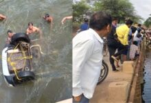 कार अनियंत्रित होकर शिवनाथ नदी में गिरी, एक की मौत