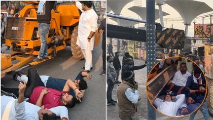 रायपुर में चौपाटी की शिफ्टिंग के विरोध में क्रेन के सामने लेटे कांग्रेसी