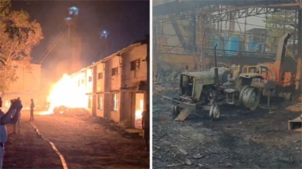 लकड़ी फैक्ट्री में आग की वजह से अफरा-तफरी, जांच में शॉर्ट सर्किट की संभावना