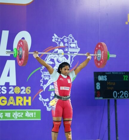 खेलो इंडिया ट्राइबल गेम्स 2026 : 58 किग्रा महिला वेटलिफ्टिंग में अरुणाचल की अनाई वांग्सू ने जीता स्वर्ण खेलो इंडिया ट्राइबल गेम्स 2026 : 58 किग्रा महिला वेटलिफ्टिंग में अरुणाचल की अनाई वांग्सू ने जीता स्वर्ण