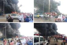 रायगढ़ में कबाड़ दुकान में भीषण आग, कई किलोमीटर तक छाया काला धुआं