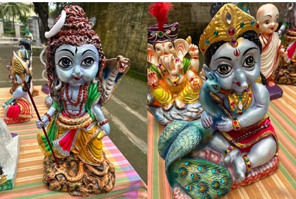 आस्था के साथ पर्यावरण संरक्षण का संदेश दे रही बंदियों की गणेश प्रतिमाएं