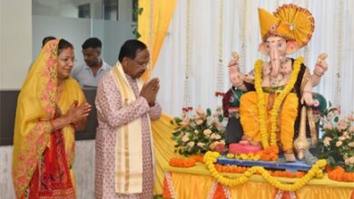 रामविचार नेताम के शासकीय निवास में विधि-विधान से हुई भगवान श्री गणेश की स्थापना